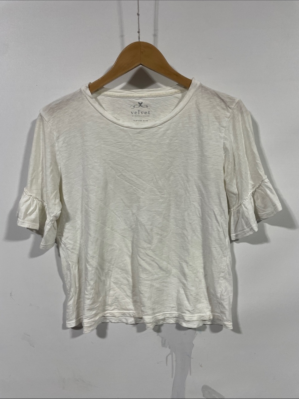 Velvet by Graham & Spencer White Ruffle Sleeve Tee